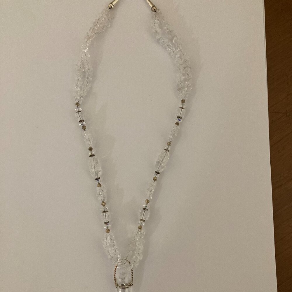 White Quartz and Crystal Necklace 18" Sterling Silver - Picture 7 of 9